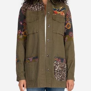 NWOT Johnny Was Patch Work Military Jacket